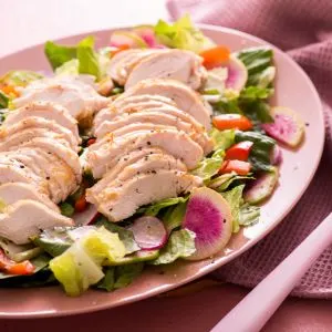 Keto Warm Chicken and Radish Salad with Wilted Romaine 