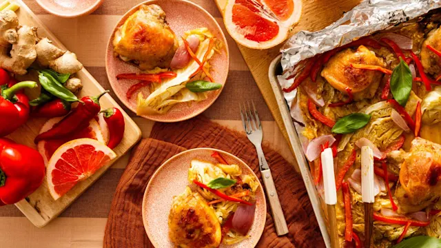 Low Carb Grapefruit Curried Chicken Sheet Pan